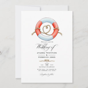Invitation Photo de mariage nautique à l'aquarelle