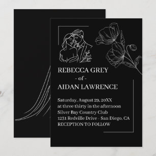 Invitation Photo de mariage Premium Noir Blanc Overlay