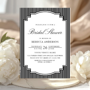 Invitation Photo de mariage rayé noir et blanc pour une baby