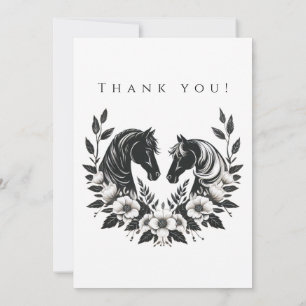 Invitation Photo de mariage - Remerciements - Cheval et Fleur