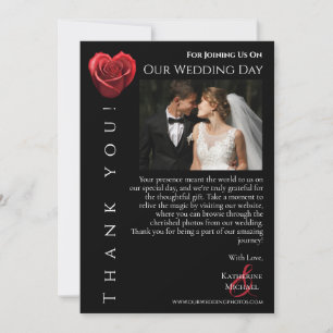 Invitation Photo de mariage - Remerciements - Rose rouge en f