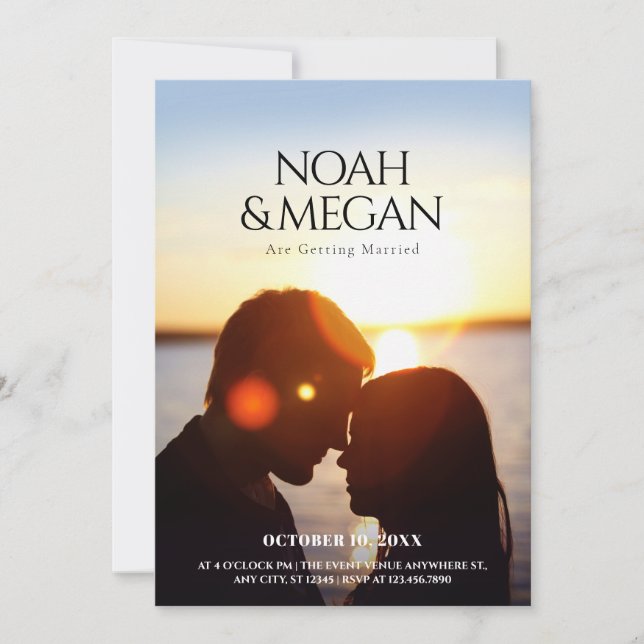 Invitation Photo de mariage romantique minimaliste (Devant)