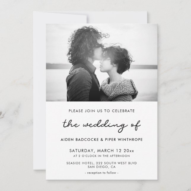 Invitation photo de mariage simple (Devant)
