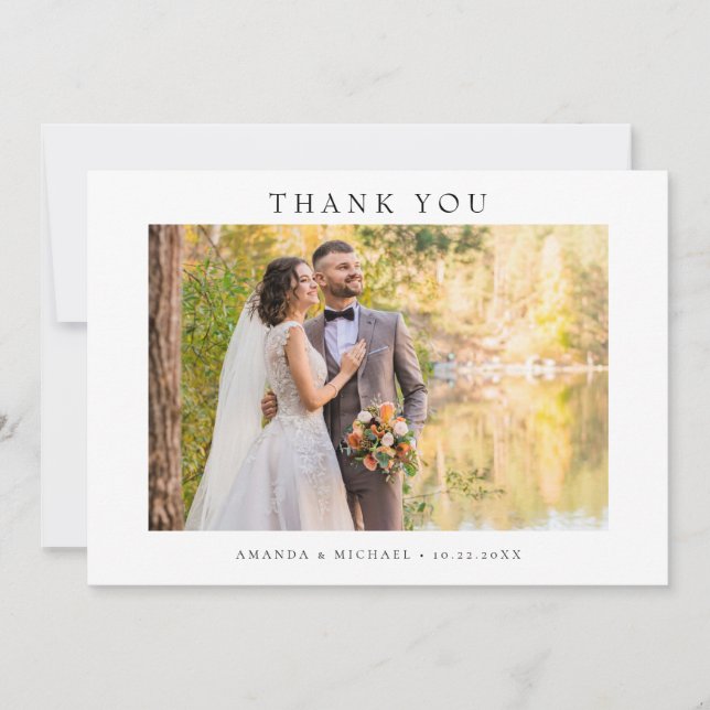 Invitation Photo de mariage simple moderne avec note de paysa (Devant)
