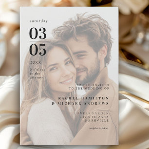 Invitation Photo de mariage tendance gras
