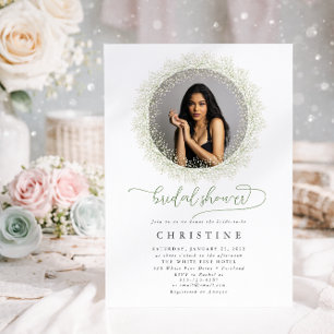 Invitation Photo de mariée Bébé's Breath Bridal Shower Invita