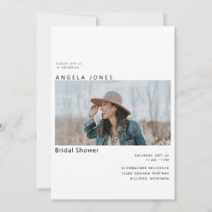 Invitation Photo de mariée Dusty Blue Bridal Shower Invitatio