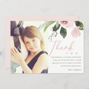 INVITATION PHOTO DE MERCI ROSE ROSE DOUX