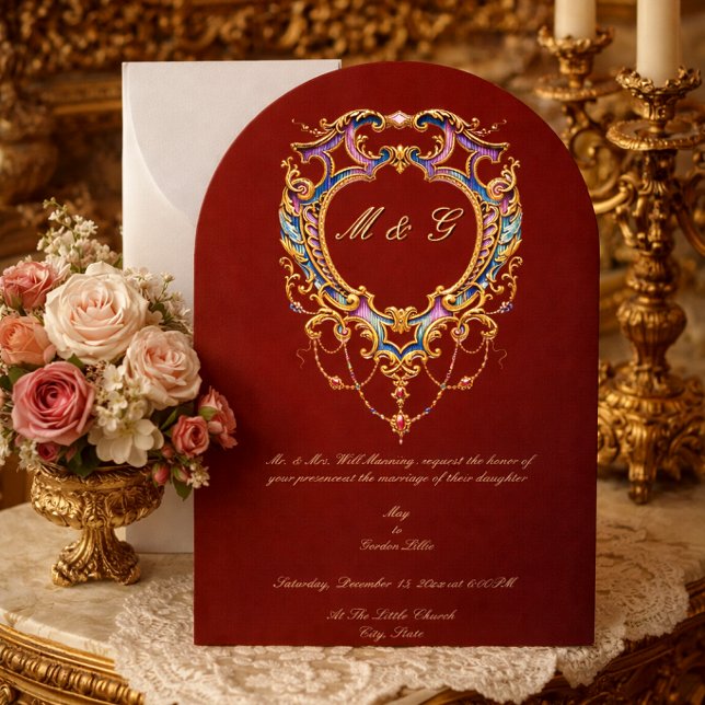 Invitation Photo de monogramme de blason Rococo Louis XV  (Créateur téléchargé)
