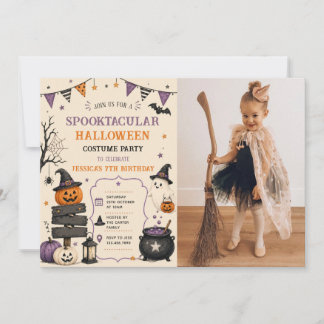 Invitation Photo de naissance d'Halloween avec costume fantas
