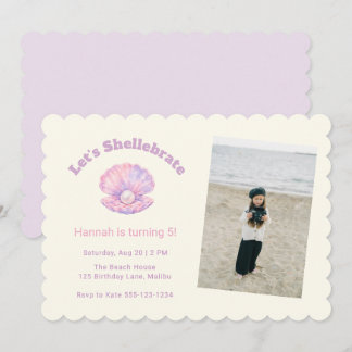 Invitation Photo de naissance estivale coquillage fantaisiste