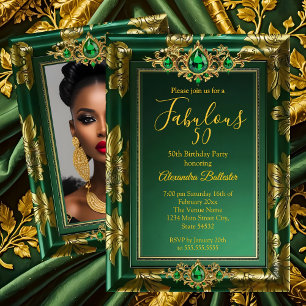 Invitation Photo de naissance fabuleuse Émeraude Vert Or Bijo