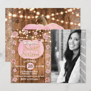Invitation Photo de naissance Sweet 16 automnal rustique citr