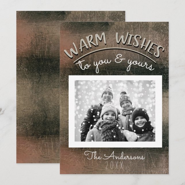 Invitation Photo de Noël élégant minimal rose gold noir (Devant / Derrière)