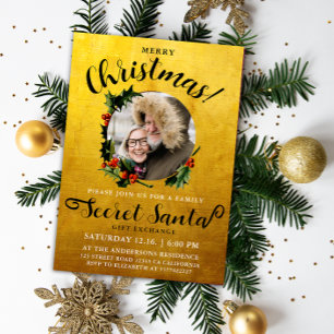 Invitation Photo de Noël Luxe et Glamour en Or pour Secret Sa