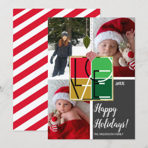 Invitation Photo de Noël minimal LOVE de vacances 3
