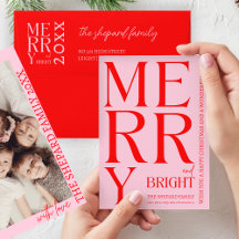 Photo de Noël moderne joyeux et lumineux rouge ros