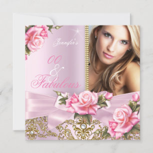 Invitation Photo de nœud rose rose Fête d'anniversaire fabule