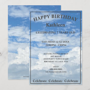 INVITATION PHOTO DE NUAGES BLUE SKY HEUREUX ANNIVERSAIRE INVI
