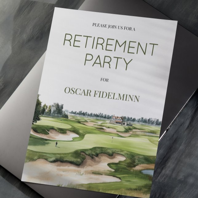 Invitation Photo de parcours de golf aquarelle pour une fête  (Créateur téléchargé)