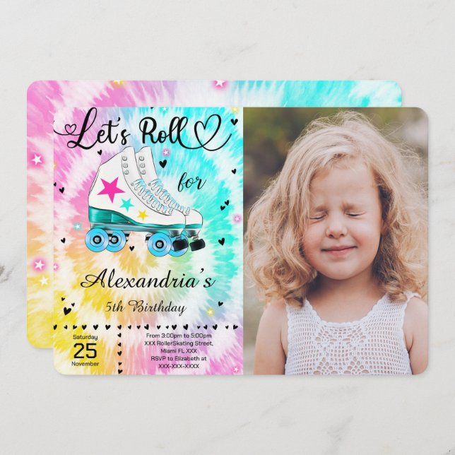 Invitation photo de patin à roulettes (Devant / Derrière)