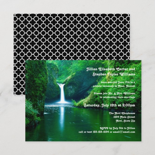 Invitation Photo de paysage de cascade - Annonce de mariage 3 (Devant / Derrière)