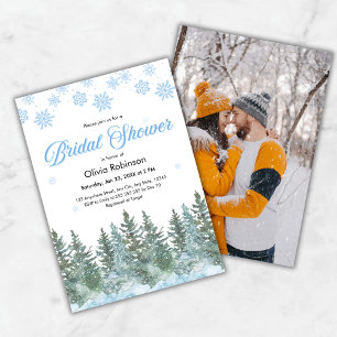 Invitation Photo de pins en hiver Flocons de neige Baby Showe