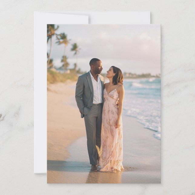 Invitation Photo de plage rose romantique (Devant)