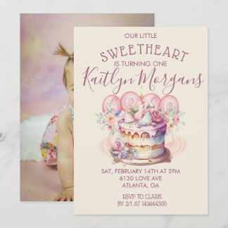 Invitation Photo de premier anniversaire de la Saint-Valentin
