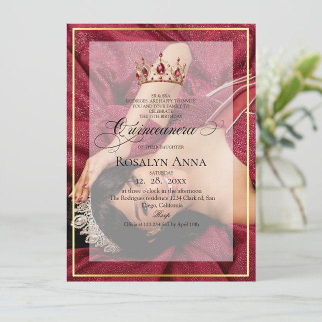 Invitation Photo de princesse moderne de Quinceañera  (Debout devant)