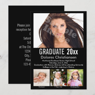 Invitation Photo de progression d'âge en noir pour une remise
