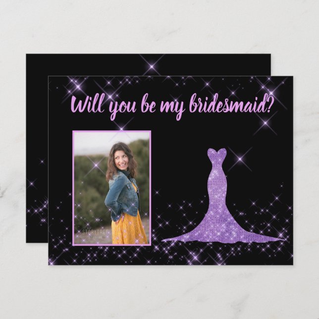Invitation Photo de proposition de la Bridesmaid avec bordure (Devant / Derrière)