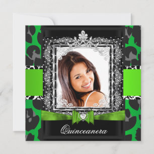 Invitation Photo de Quinceanera 15 ans de couleur vert citron
