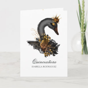 Invitation Photo de Quinceañera Cygne Noir