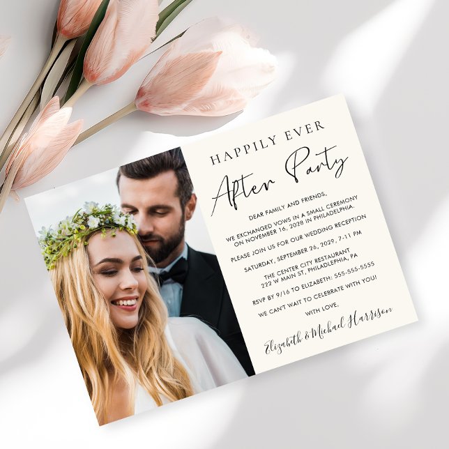 Invitation Photo de réception de mariage à la crème pour aprè (Créateur téléchargé)