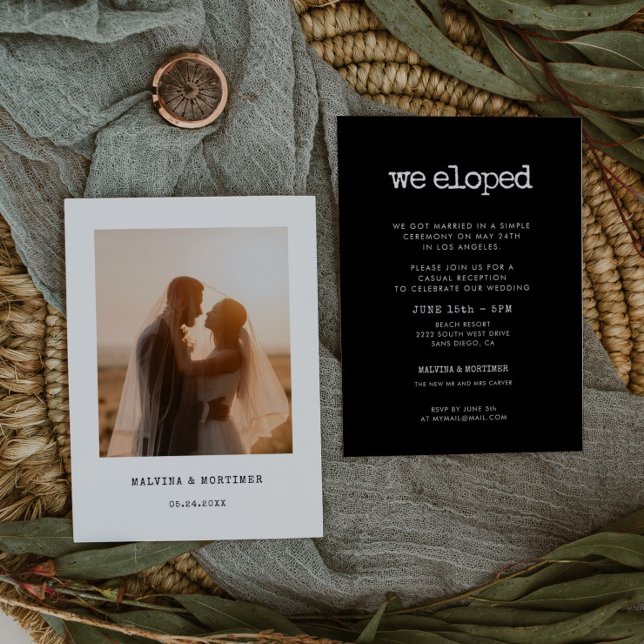 Invitation Photo de réception de mariage en fuite sur machine (Créateur téléchargé)