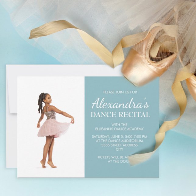 Invitation Photo de récital de danse bleu  (Créateur téléchargé)