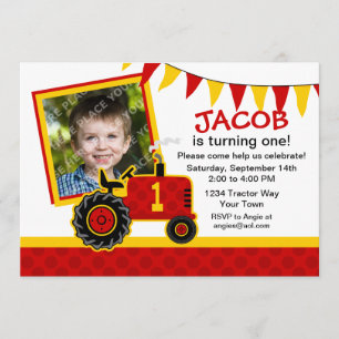 Invitation photo de Red Tractor 1er anniversaire