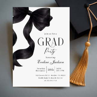 Invitation Photo de remise de diplôme avec nœud noir Fête de