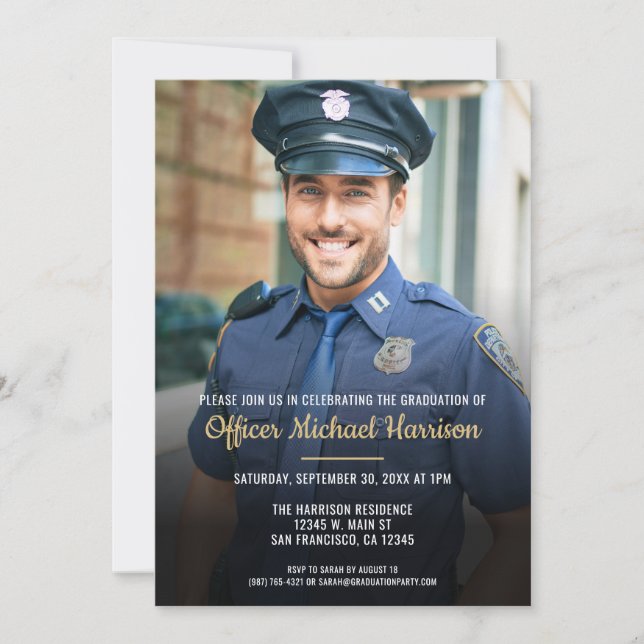 Invitation Photo de remise de diplôme d'agent de police (Devant)