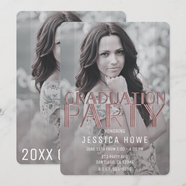 Invitation Photo de remise de diplôme de fête de fin d'études (Devant / Derrière)