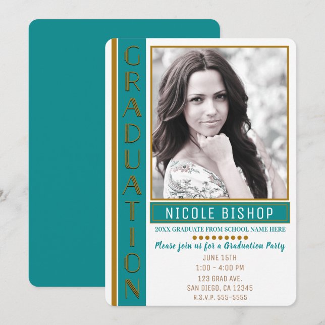 Invitation Photo de remise de diplôme de fête de graduation m (Devant / Derrière)