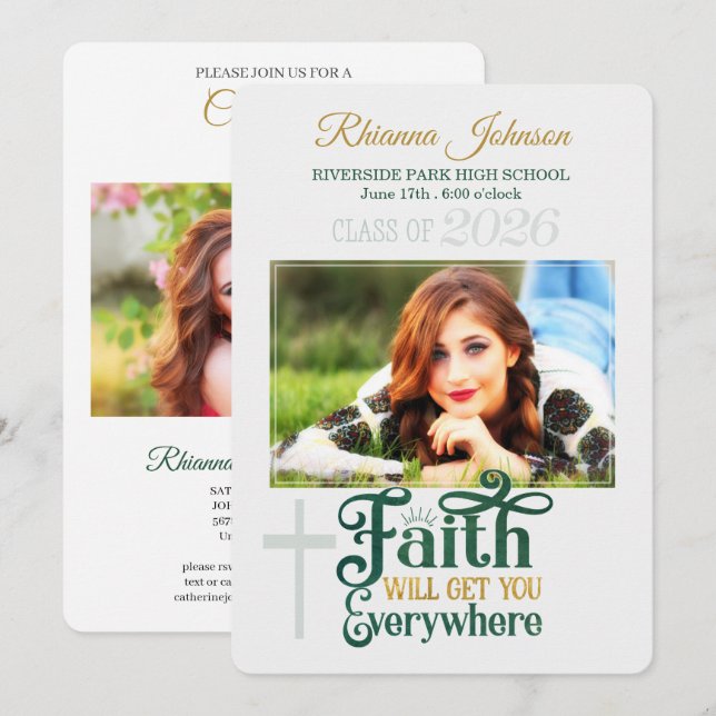 Invitation Photo de remise de diplôme de la promotion chrétie (Devant / Derrière)