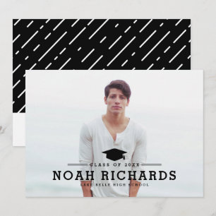 Invitation Photo de remise de diplôme en typographie noire cl