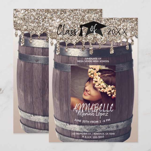 Invitation Photo de remise de diplôme rustique moderne avec p (Devant / Derrière)