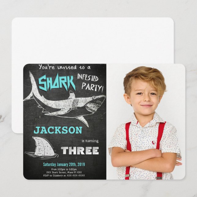 Invitation photo de requin (Devant / Derrière)
