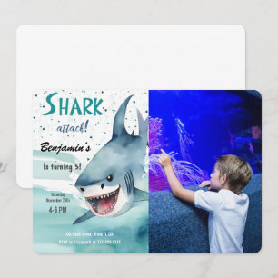 Invitation Photo de requin de la fête du 5e anniversaire