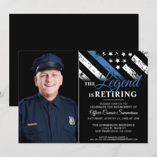 Invitation Photo de retrait du drapeau bleu mince de la polic