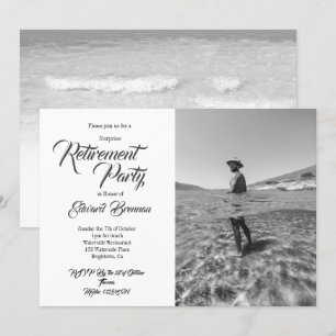 Invitation Photo de retraite Chic noir et blanc élégant