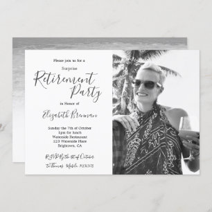 Invitation Photo de retraite Plage noire et blanche Moderne